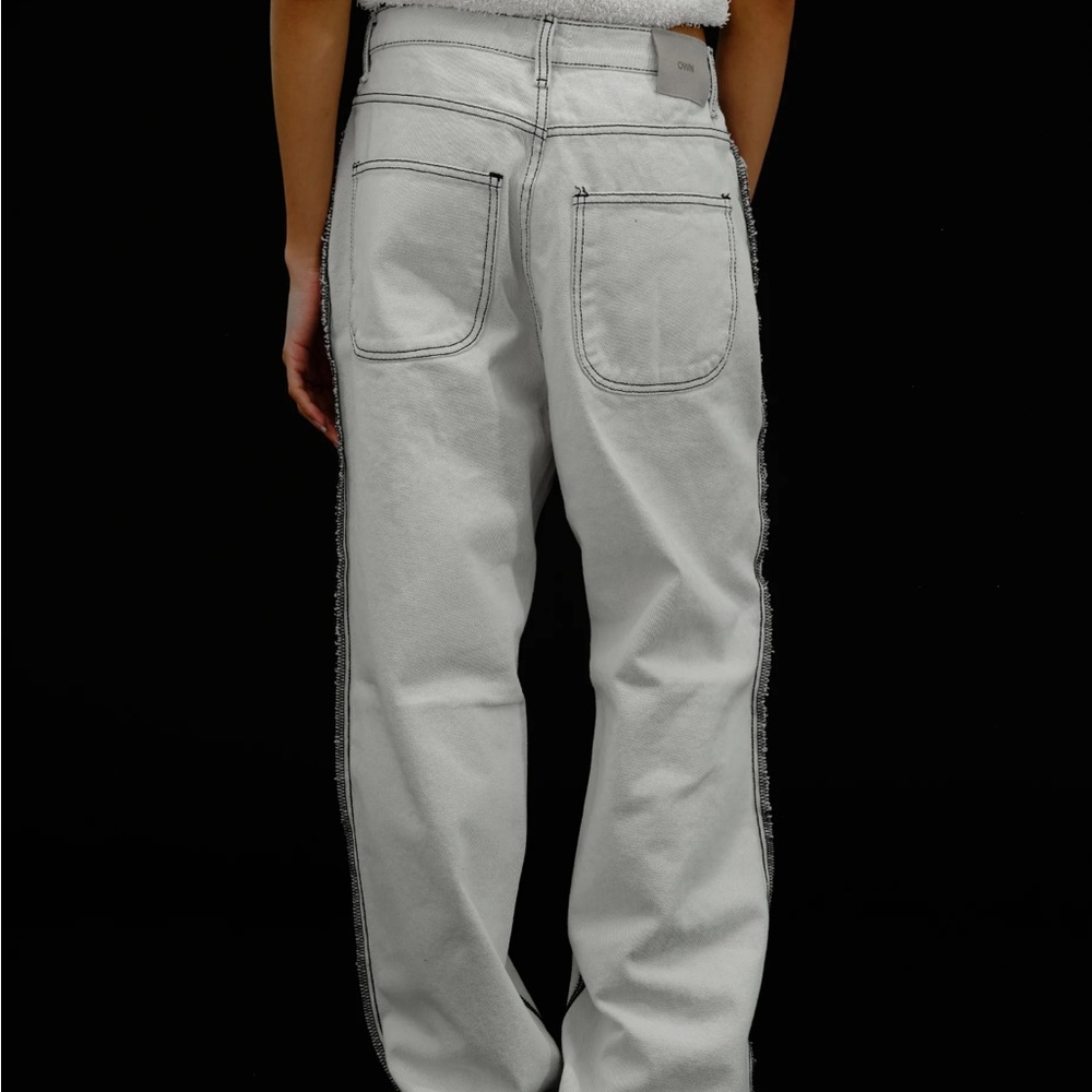 Source Unknown Reverse Stitched Jeans, Washed Whi… - image 4